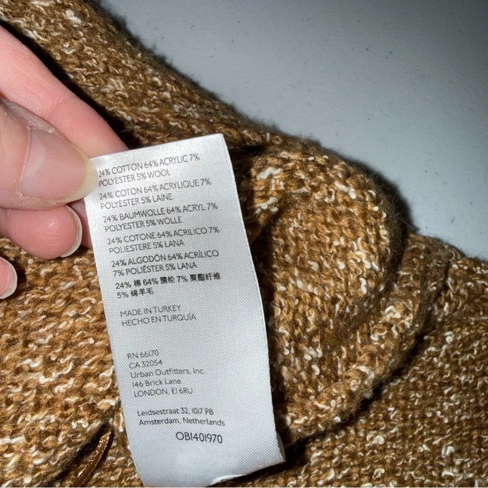 Anthropologie Tan Knit Tunic Sweater Turtleneck Maxi Top‎ XS Minimal Classic